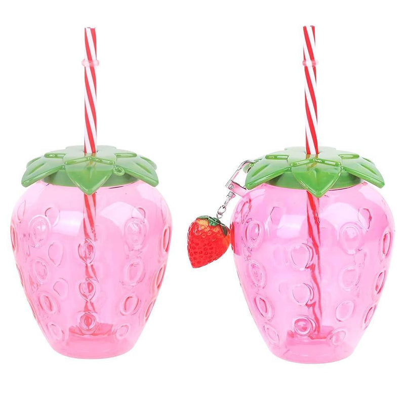 Strawberry Straw Cup-Leakproof Plastic Drinking Water Bottle Clear (1)