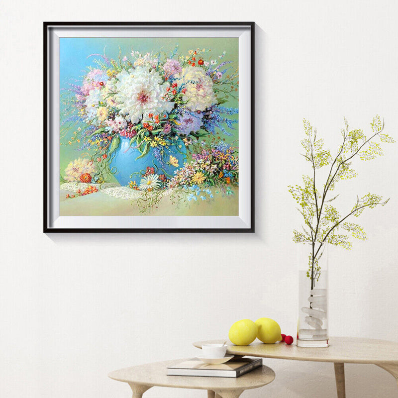 5D DIY Full Round Drill Table Flowers Cross Stitch Diamond Painting Home Decor