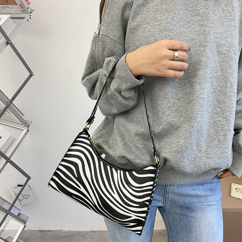 Animal Pattern Women Handbag Street PU Shoulder Underarm Tote Bag (Zebra)