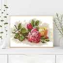 14CT Partial Cross Stitch Red Yellow Roses Counted DIY Home Decoration Gifts