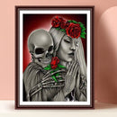 DIY Skeleton Roses Rhinestone Picture 5D Full Round Drill Diamond Painting