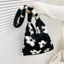 Women Fashion Animal Pattern Print Shopping Bags Plush Large Tote Shoulder Bag