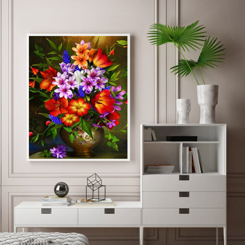 Flower Oil Paint By Numbers Kit DIY Acrylic Painting Wall Art Picture Craft S