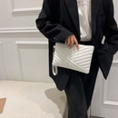 Women PU Envelope Bag Solid Color Zipper Luxury Clutch Purse Bag (White)