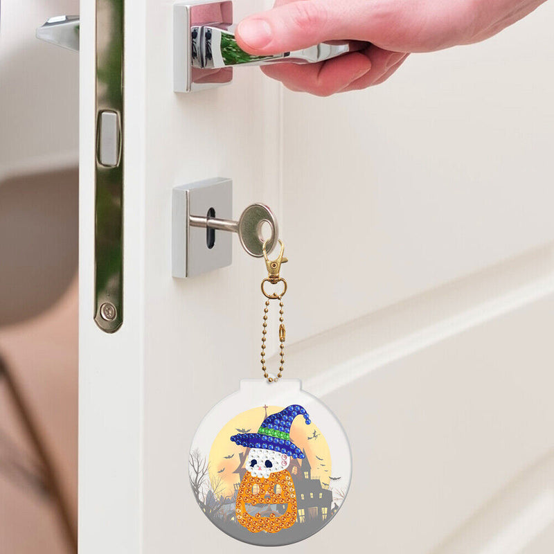 2pcs 5D Diamond Painting Keyring DIY Round Keychain Bag Pendant (YSK203)