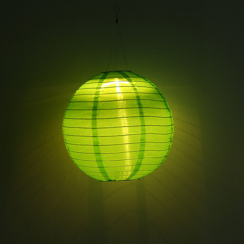 8 inch LED Round Solar Lantern Waterproof Pendant for Garden Decor (Green)