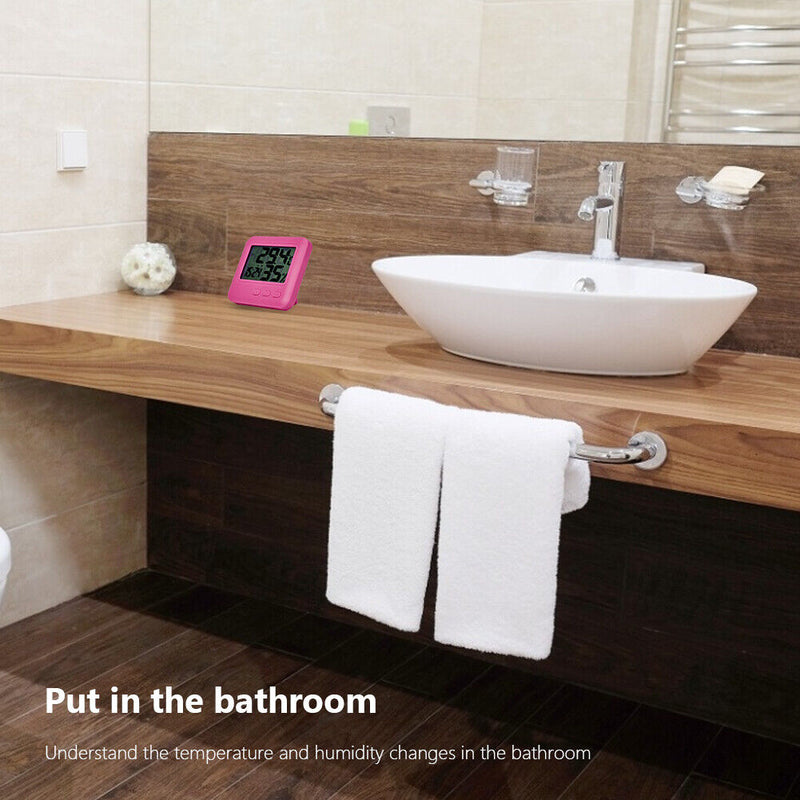 Thin Digital Thermometer Hygrometer LCD Temperature Humidity Meter (Red)