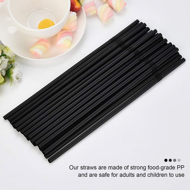 Drinking Straws Stripe Colourful Plastic Drinking Straws (100 Pack Black) Newly