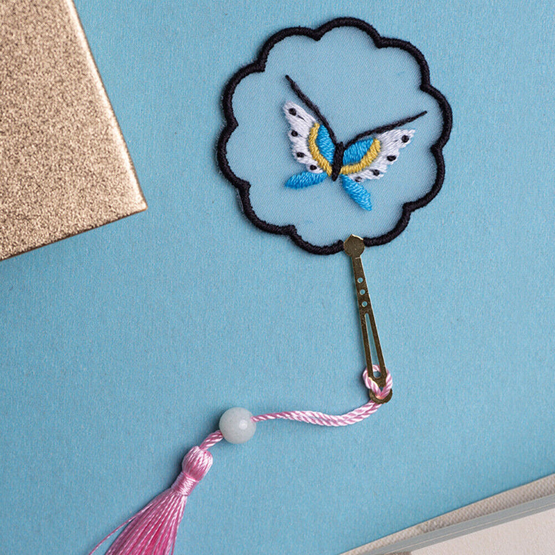 Flower Stamped Bookmark DIY Handmade Suzhou Embroidery Tassel Material Kit Craft