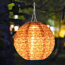 10 inch LED Round Solar Lantern Waterproof Hanging Decor (Red Flower B) Newly