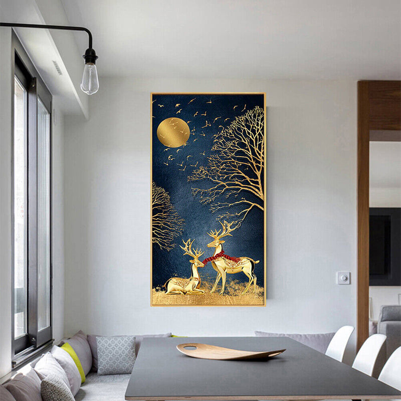 Golden Deer Oil Paint By Numbers DIY Handpainted on Canvas Wall Picture Unframed