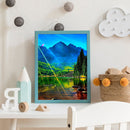 5D Full Round Drill Mountain and River Diamond Painting Kit for Home Art Decor
