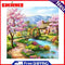 5D DIY Diamond Painting Peach Garden Full Round Drill Mosaic Rhinestone Picture