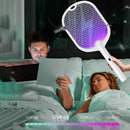 2 in 1 3500V Electric Flies Swatter Mosquito Trap Racket Bug Killer (White)