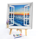 Window Sea Oil Paint By Numbers Kits Canvas Picture Wall Art DIY for Adults Kids