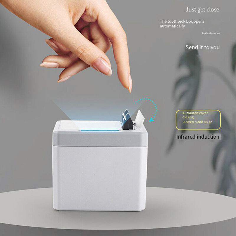 Household Electric Toothpick Storage Box Automatic Dispenser (Gray White)
