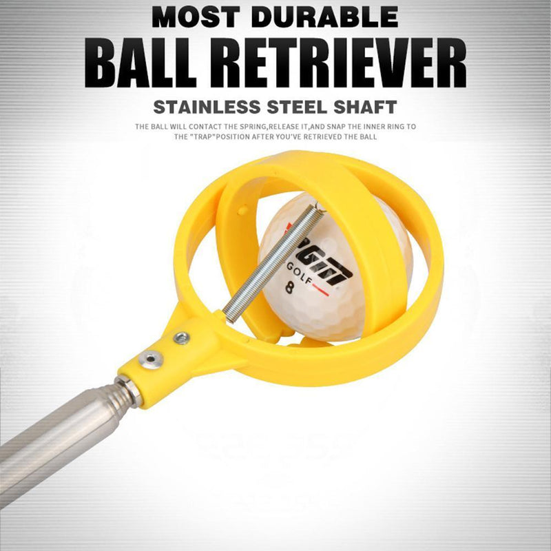 2pcs Golf Ball Retriever 8 Sections Telescopic Tool(Yellow)