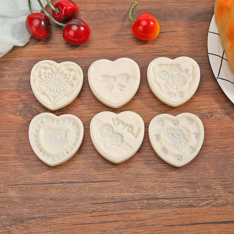 Heart Mooncake Mold Hand Pressure Biscuit Mould Bake Pastry Decor Bakeware