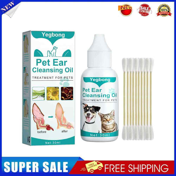 30ml Cat Ear Deodorant Oil Anti-ticks Cat Ear Wash Set for Pet Cleaning Sup