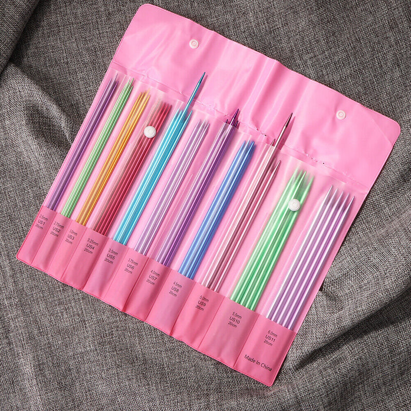 55pcs Straight Knitting Needles Alumina Crochet Hooks Weaving Craft Tools