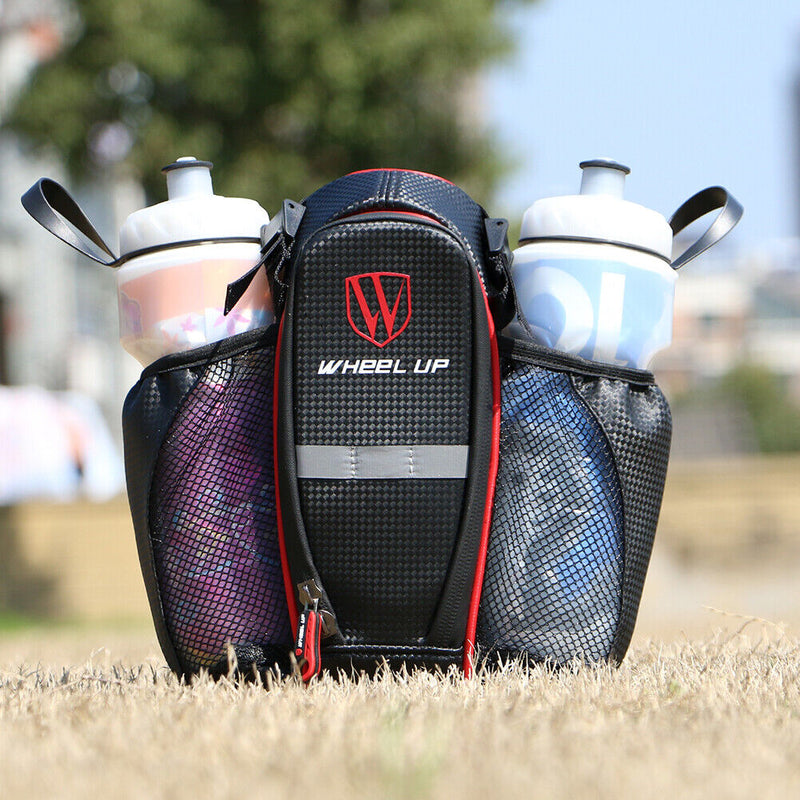 WHEEL UP Bicycle Saddle Bag with Double Water Bottle Pouch Seat Bag (Red) Newly