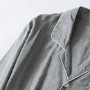 Men Cotton Pajamas Sets Long Sleeve Tops Clothes Sleepwear Suit(Grey L)