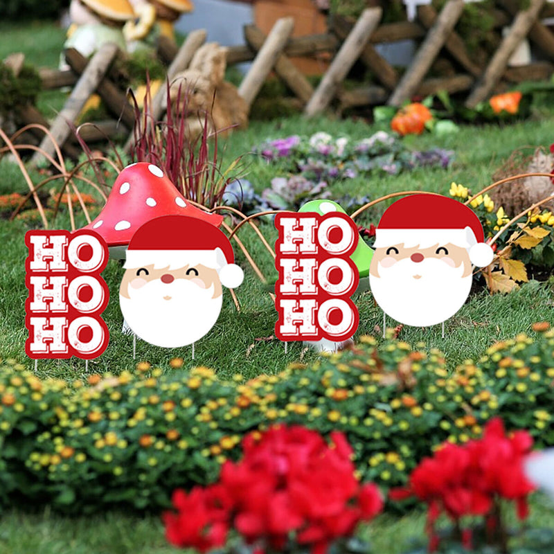 Christmas Yard Decorations Outdoor Santa Xmas Pathway Garden Stakes Set of 10