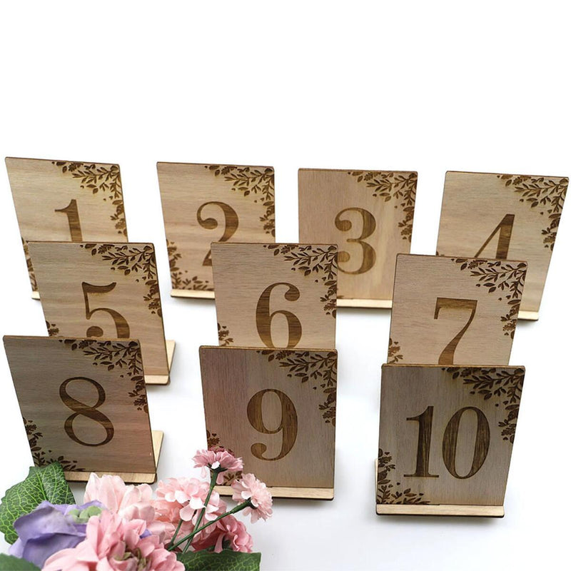 1-10 Rustic Wooden Wedding Table Numbers Decors Country Wedding Table Decor`