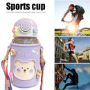 620ML Kids Water Sippy Cup with Bag Cartoon Baby Feeding Bottle (Purple) Newly