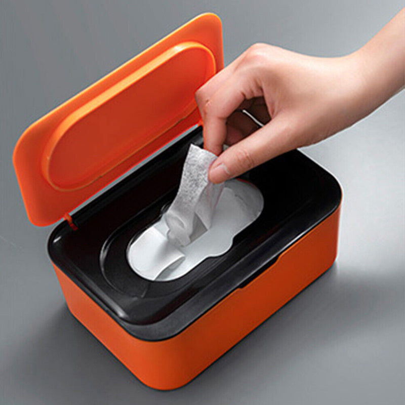 Wet Wipes Storage Box with Lid Home Tissue Dispenser Napkin Case (Orange)