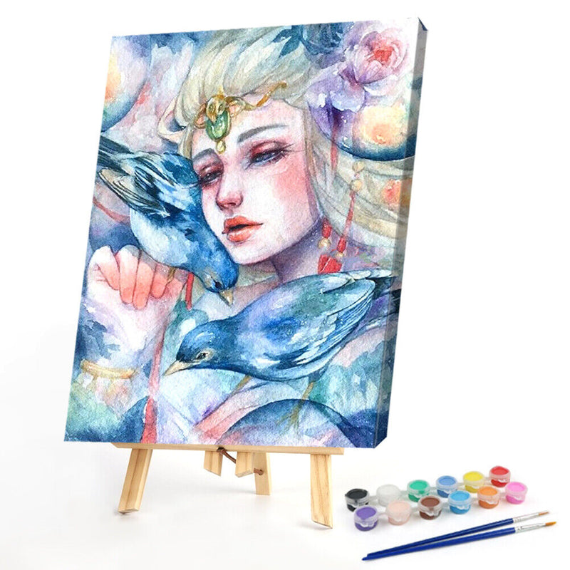 Oil Paint Painting Girl By Numbers Coloring Picture Digital Drawing