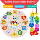 Digital Clock Wooden Beaded Jigsaw Building Block Matching Gadgets for Kids Gift