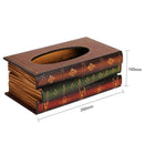 Retro Wood Book Shape Tissue Box Rectangle Napkin Paper Holder Storage Case