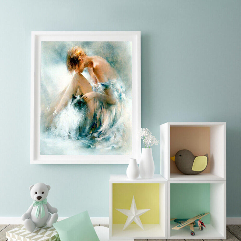 Girl Oil Paint By Numbers Kit DIY Acrylic Painting Wall Art Picture Craft Dec