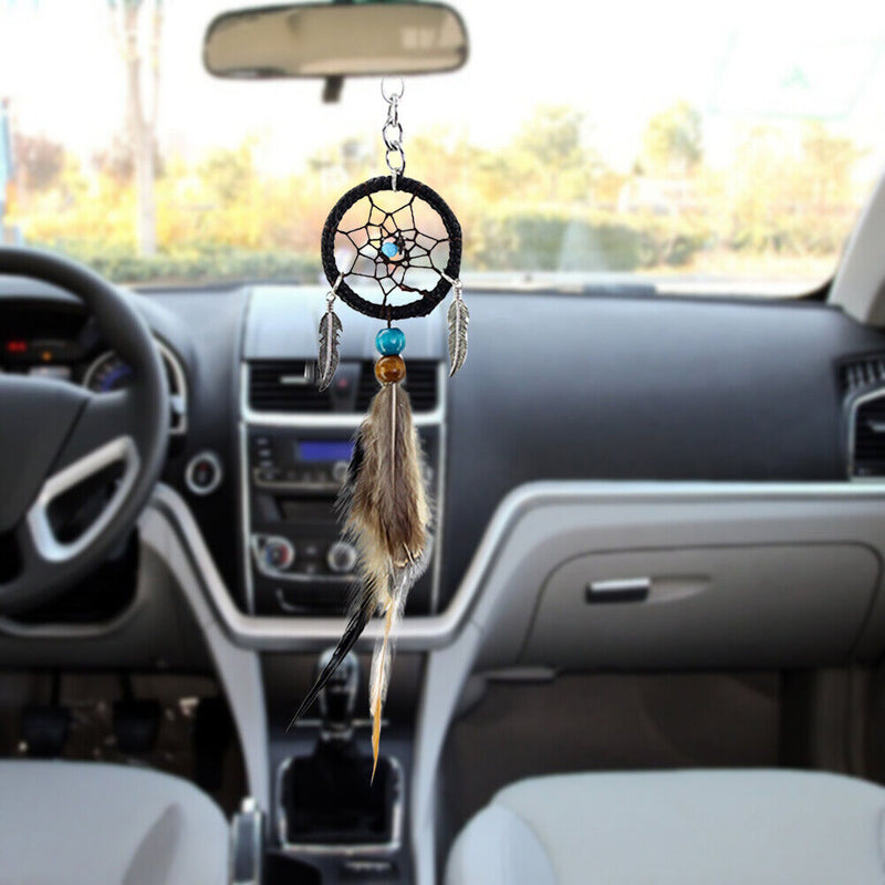 Mini Dreamcatcher Feather Pendant Car Keychains Keyrings Handcraft Decoration
