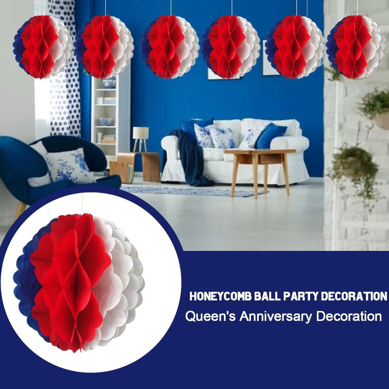 Union Jack Honeycomb Balls Queens Jubilee GB Party Events Hanging Decor x1