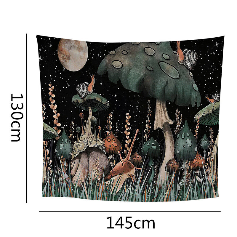Mushroom Snail Printing Woven Tapestry Hanging Psychedelic Bohemian Tapestr