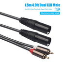 HIFI 2 RCA to Dual XLR Audio Cable Wire for Microphone Subwoofer Mixer Recording
