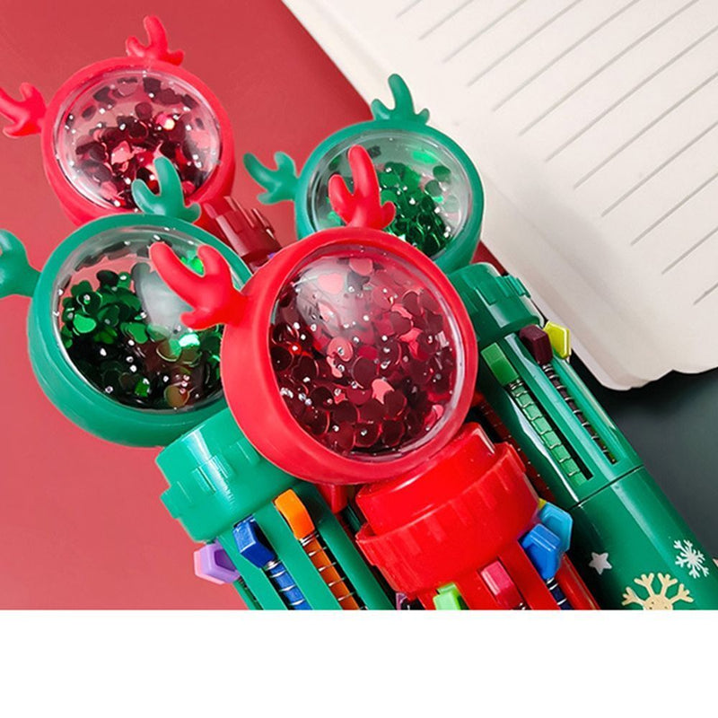 Elk Xmas Boy Ten Color Pen Stationery Christmas Ballpoint Pen Santa Claus