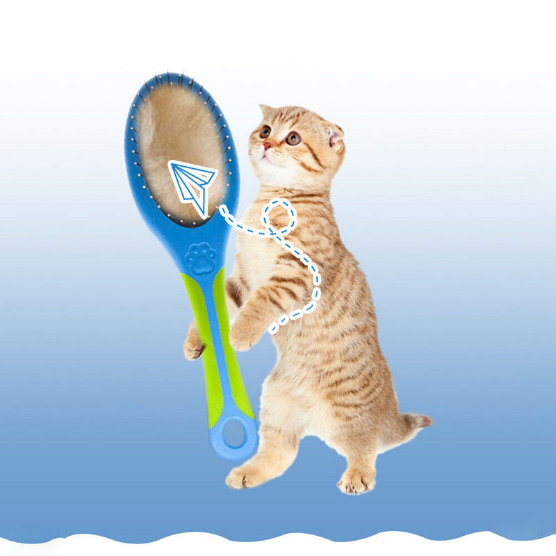 Dog Hair Brush Plastic Handle Double Faced Pet Cat Puppy Comb Massage Bath Brush