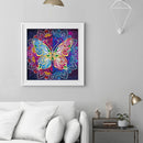 #A 5D Diamond Painting Kit Blue Flower Butterfly Partial Special Shape Drill D