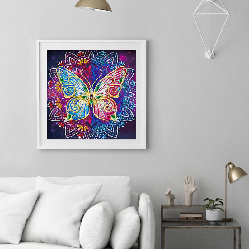 #A 5D Diamond Painting Kit Blue Flower Butterfly Partial Special Shape Drill D