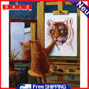 Frameless Oil Paint By Numbers DIY Cat Tiger Picture Craft Kits for Bedroom