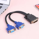 DVI-I 24+5 Pins Male to Dual VGA Female Monitor Adapter Y-Splitter Cable