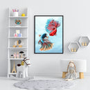 5D DIY Full Drill Round Shape Fish Rhinestone Diamond Drawing Home Decoration