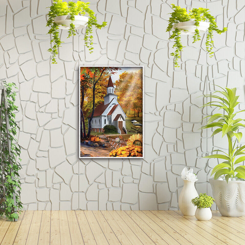 12x16 inch Full Round Drill Diamond Painting House in Forest Mosaic Picture Kit