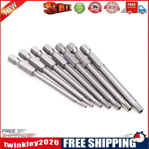 7pcs/set 75mm T8-T30 Magnetic Torx Screwdriver Bits 1/4 Inch Hex Shank Scre