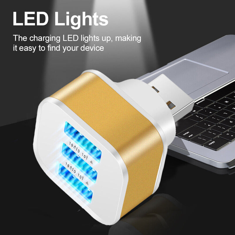 USB2.0 HUB Quick Charge 3-Port USB Splitter Mobile Phone Chargers Wall Adapter