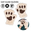 Cat Paw Gloves - Warm Furry Cat Gloves Cat Mittens Half Finger Bear Paw Glove