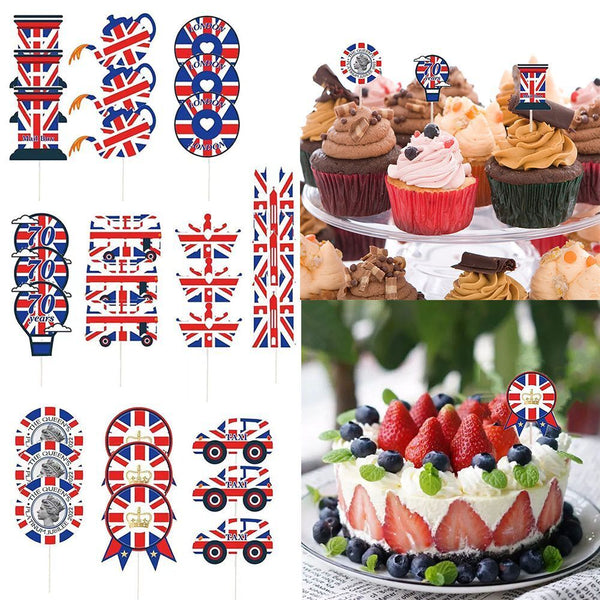 Elizabeth Party Decorations Platinum Jubilee Cake Toppers 70th Anniversary